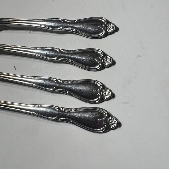 4 X Oneida silver WM Montclair OHSMONTC Dinner Forks Floral Tip Stainless - Picture 8 of 10